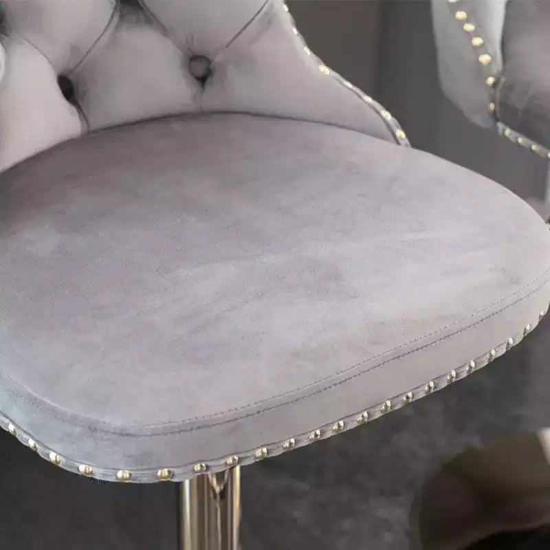 Lot de 2 tabourets de bar pivotants en velours, hauteur réglable de 63,5 à 83,8 cm, noirs, modernes, rembourrés, avec pieds dorés