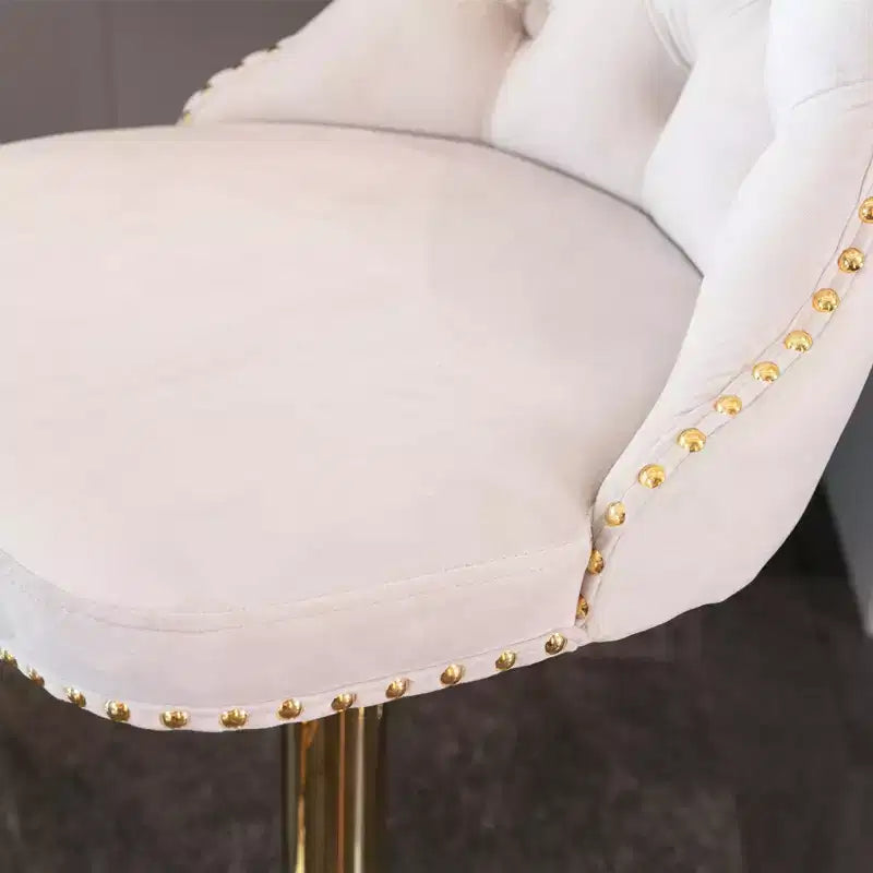 Lot de 2 tabourets de bar pivotants en velours, hauteur réglable de 63,5 à 83,8 cm, noirs, modernes, rembourrés, avec pieds dorés