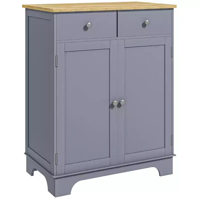 Okak Buffet Bahut, Meuble de Cuisine à Double Porte, Meuble de Rangement pour Bar à Café avec 2 Tiroirs, Étagère Réglable pour Salon, Gris