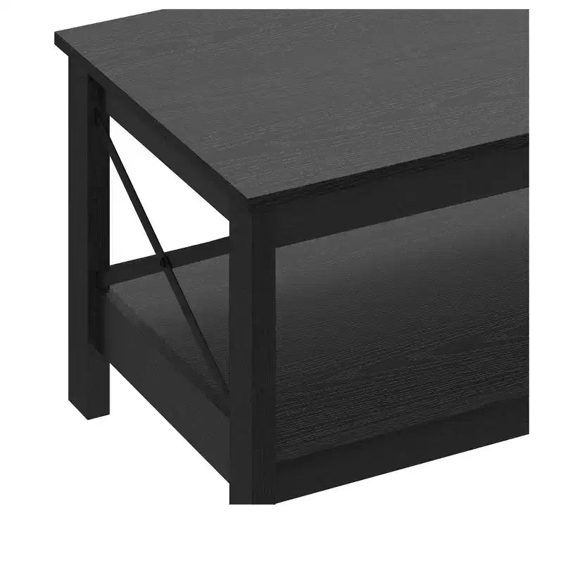 Table Basse avec Étagère de Rangement pour Salon, 2 Niveaux, Pieds Épais, Table d'Appoint en Bois, Cadre Robuste