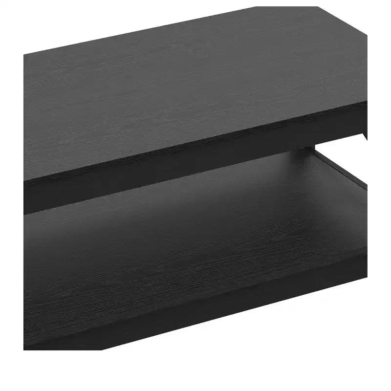 Table Basse avec Étagère de Rangement pour Salon, 2 Niveaux, Pieds Épais, Table d'Appoint en Bois, Cadre Robuste