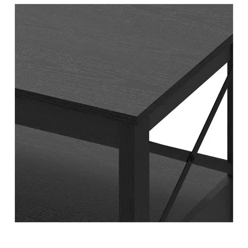 Table Basse avec Étagère de Rangement pour Salon, 2 Niveaux, Pieds Épais, Table d'Appoint en Bois, Cadre Robuste