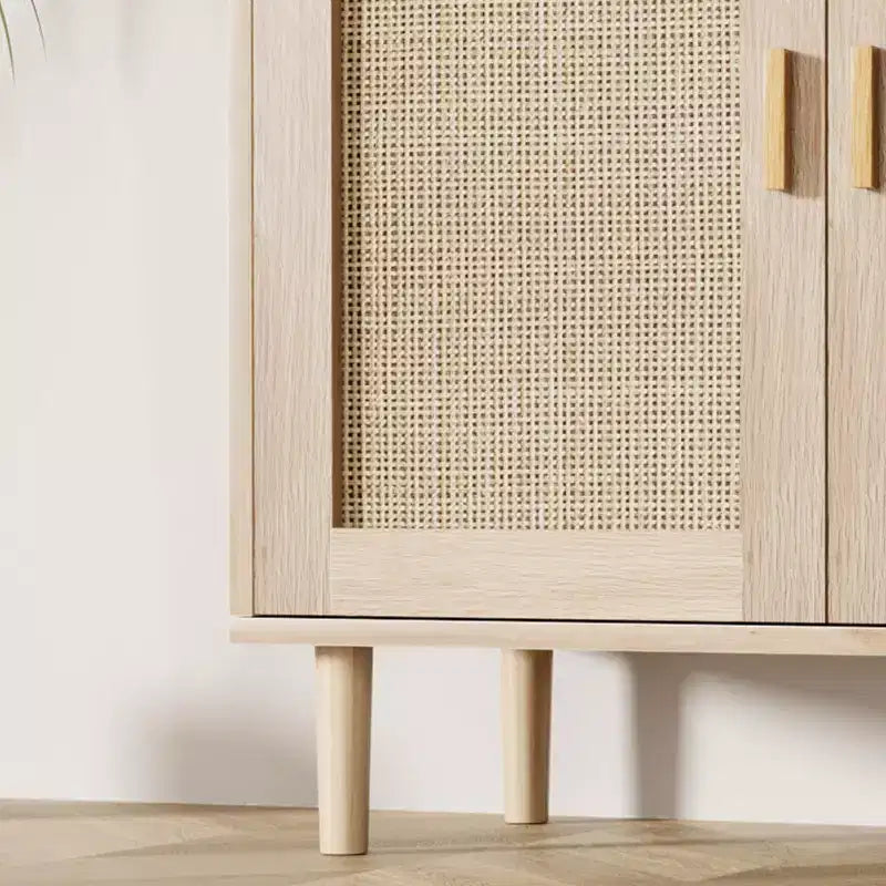 Coolmee Buffet avec portes et étagères, meuble de rangement en rotin pour cuisine, salle à manger, salon, entrée, couloir, bar à café