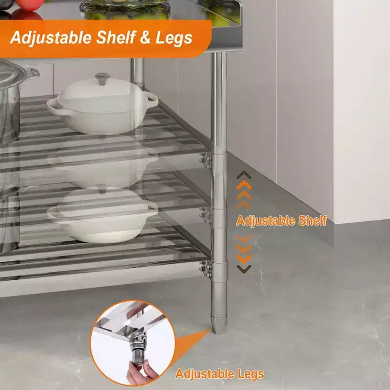Table en acier inoxydable, table de préparation commerciale NSF de 36 x 30 pouces avec dosseret - Poste de travail robuste pour restaurant, maison, hôtel