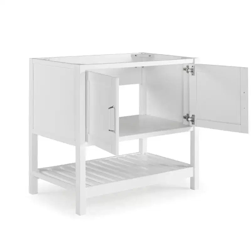 Meuble-lavabo Alaterre Furniture Bennet de 36 po sans comptoir, meuble autoportant style Shaker avec portes à fermeture douce et étagère inférieure à lattes, blanc