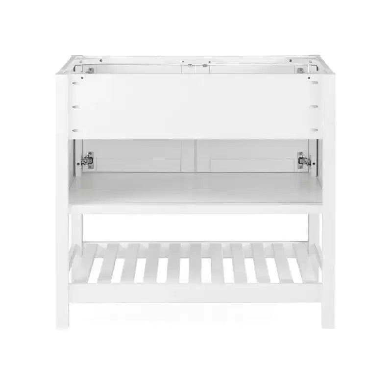 Meuble-lavabo Alaterre Furniture Bennet de 36 po sans comptoir, meuble autoportant style Shaker avec portes à fermeture douce et étagère inférieure à lattes, blanc