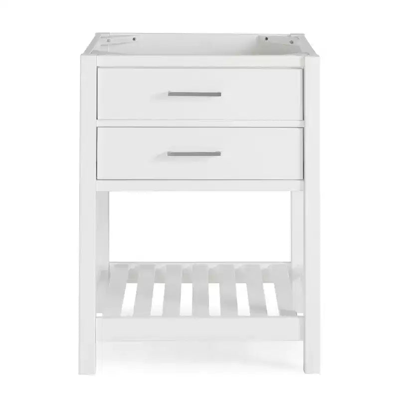 Alaterre Furniture Harrison 24 in. W Vanity Base Cabinet without Top, Bathroom Storage with Soft-Close Drawers, Solid Pine Wood Construction, White