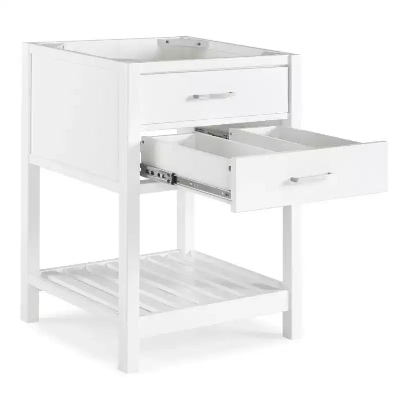 Meuble bas de lavabo Alaterre Furniture Harrison, 61 cm de large, sans plateau, rangement de salle de bain avec tiroirs à fermeture douce, construction en bois de pin massif, blanc