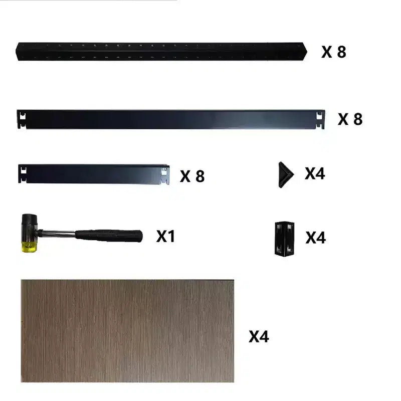 Étagère noire réglable à 4 niveaux en métal et bois robuste, unité de rangement pour garage, montage sans boulons pour livres, ustensiles de cuisine
