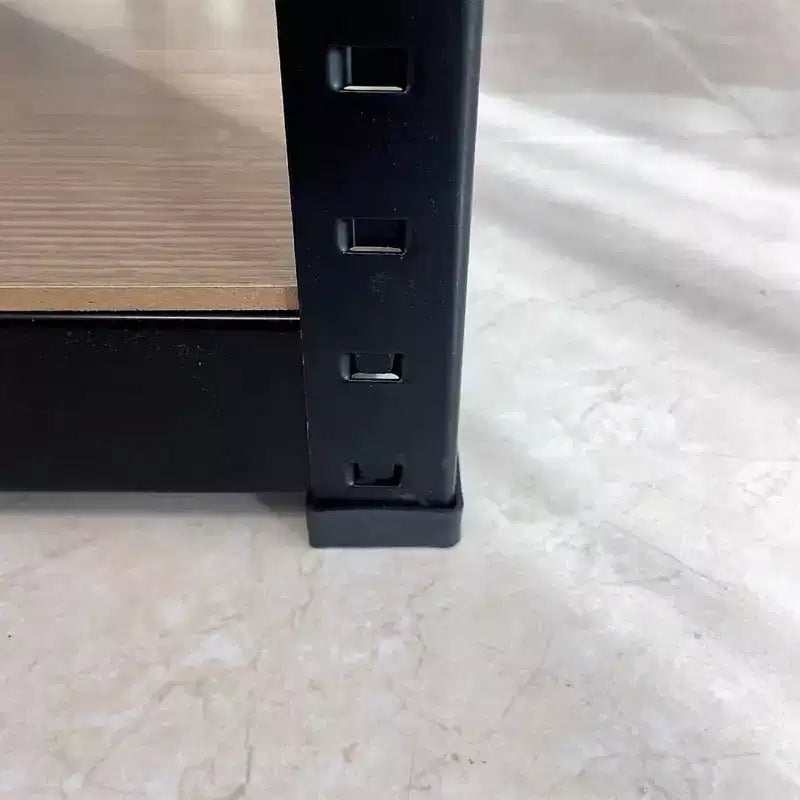 Étagère noire réglable à 4 niveaux en métal et bois robuste, unité de rangement pour garage, montage sans boulons pour livres, ustensiles de cuisine