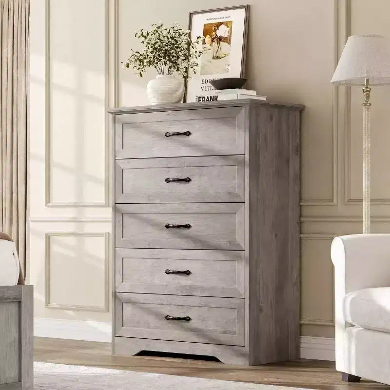 GustoWave 6 commodes de chambre à coucher, commode, commode en bois moderne de style ferme, commode de rangement.