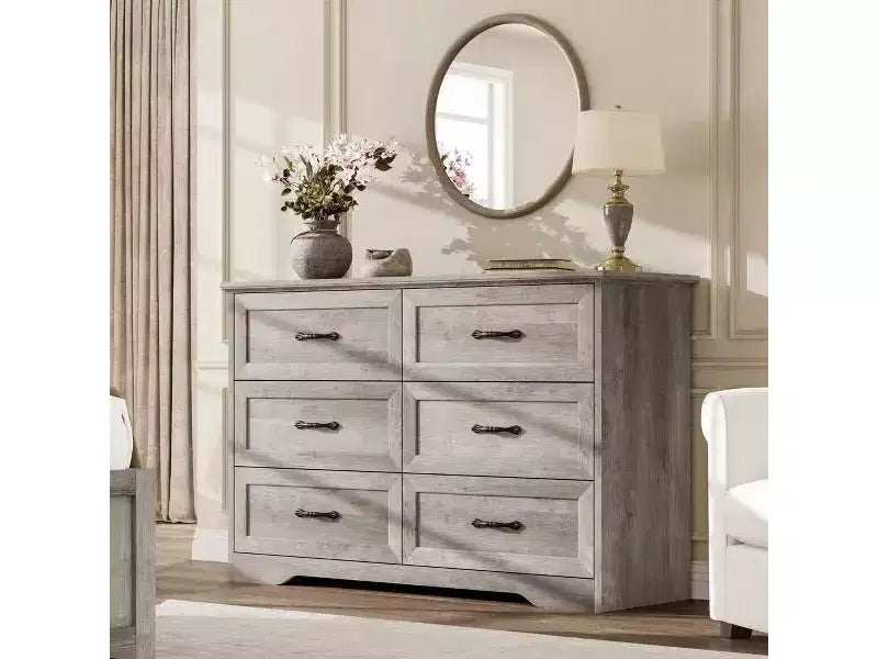 GustoWave 6 commodes de chambre à coucher, commode, commode en bois moderne de style ferme, commode de rangement.