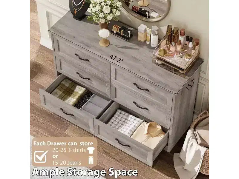 GustoWave 6 commodes de chambre à coucher, commode, commode en bois moderne de style ferme, commode de rangement.