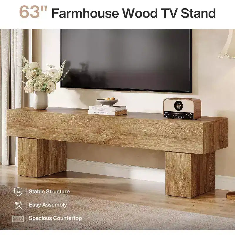 Meuble TV Lantine 63, Centre de divertissement, Console TV basse pour salon, Longs meubles TV pour téléviseurs de 55/60/65 pouces