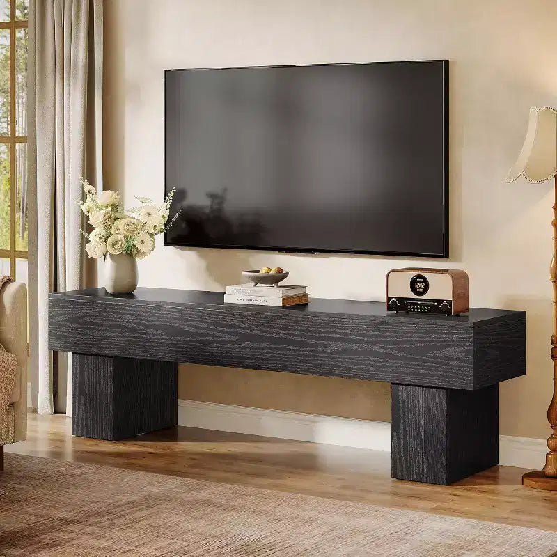 Meuble TV Lantine 63, Centre de divertissement, Console TV basse pour salon, Longs meubles TV pour téléviseurs de 55/60/65 pouces
