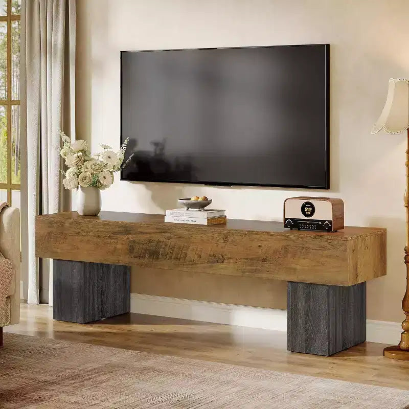 Meuble TV Lantine 63, Centre de divertissement, Console TV basse pour salon, Longs meubles TV pour téléviseurs de 55/60/65 pouces