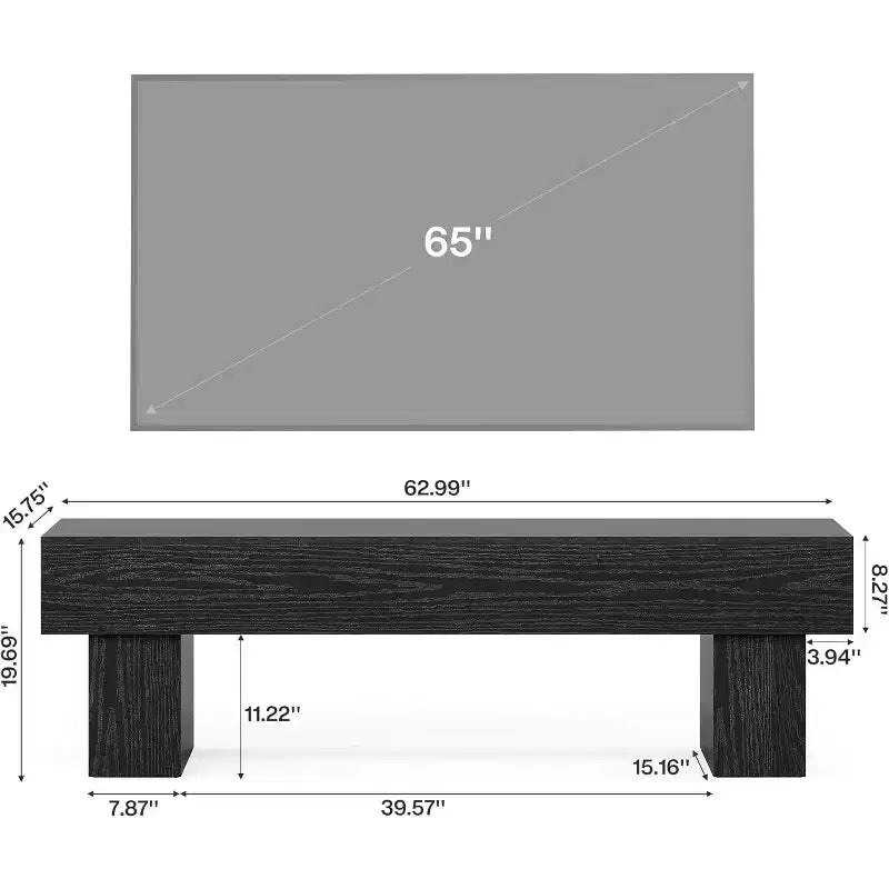 Meuble TV Lantine 63, Centre de divertissement, Console TV basse pour salon, Longs meubles TV pour téléviseurs de 55/60/65 pouces