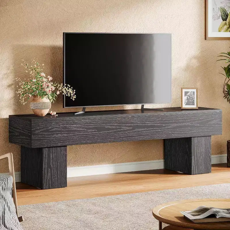 Meuble TV Lantine 63, Centre de divertissement, Console TV basse pour salon, Longs meubles TV pour téléviseurs de 55/60/65 pouces