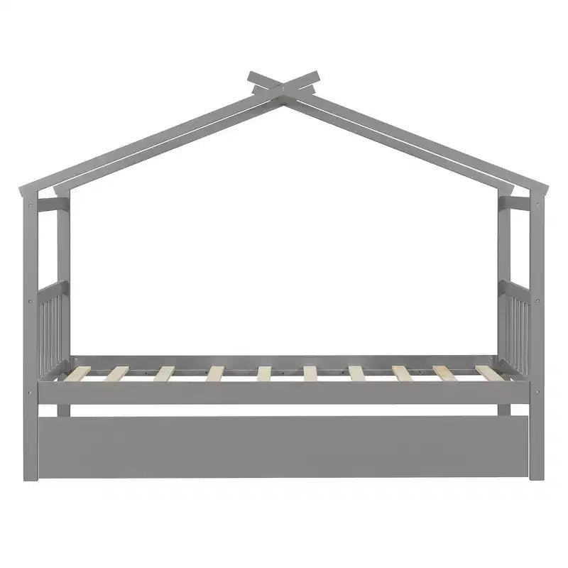 Lit cabane en bois double Whisen avec lit gigogne double