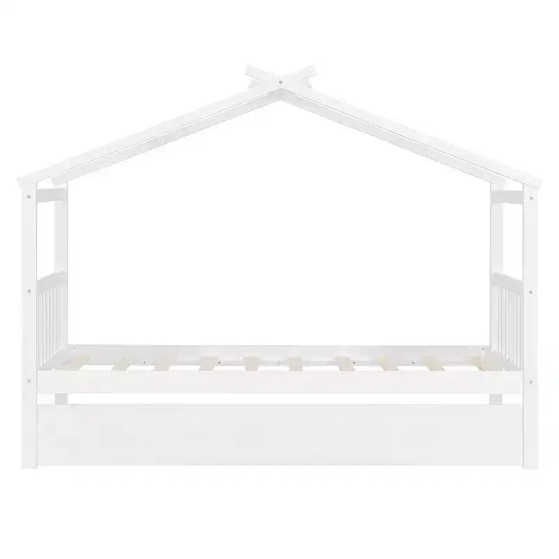 Lit cabane en bois double Whisen avec lit gigogne double