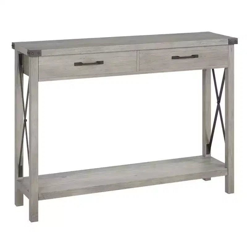 Coolmee Table console de 31 pouces avec tiroirs et étagère ouverte, petite table de canapé à 2 niveaux pour entrée, salon, couloir