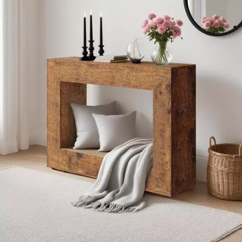 Coolmee Table console de ferme de 119 cm, Table console d'entrée en bois, Table d'appoint industrielle pour couloir, salon, entrée, foyer