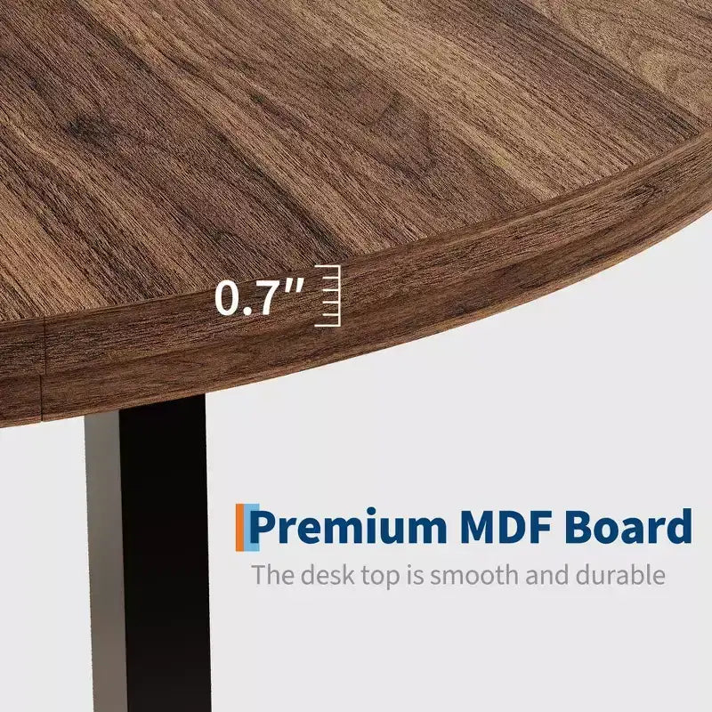 Coolmee Table à Manger Ronde de 47 Pouces, Table de Dîner Industrielle pour 4 à 6 Personnes, Table de Cuisine en Bois avec Cadre Métallique Robuste (Chaises non incluses)