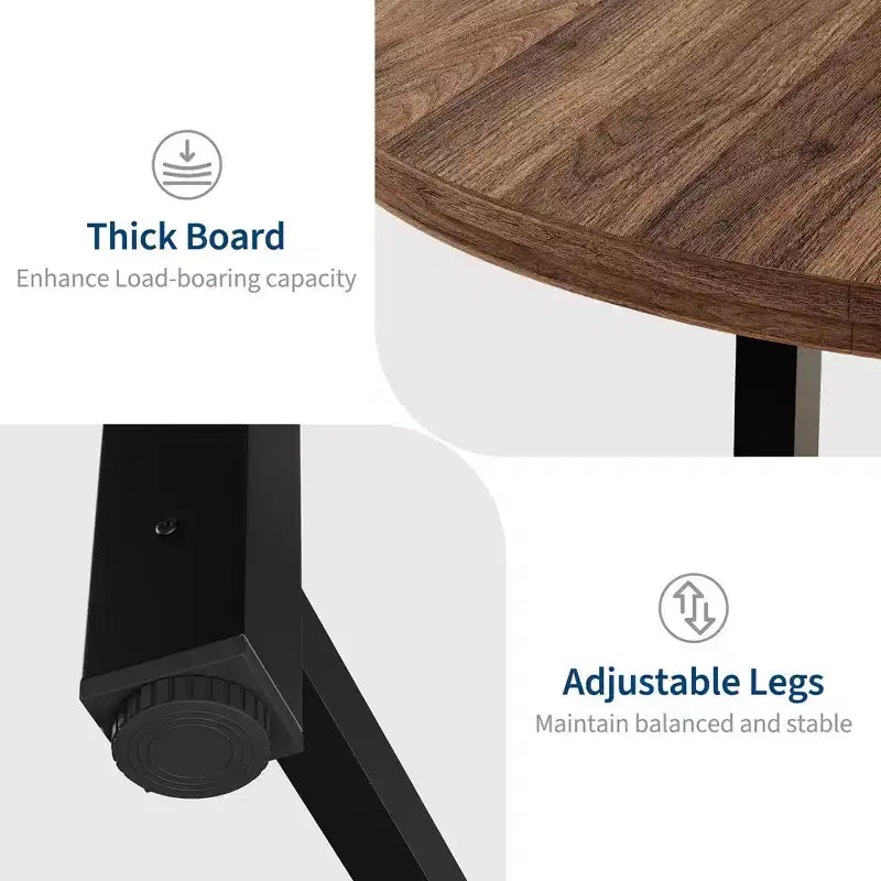 Coolmee Table à Manger Ronde de 47 Pouces, Table de Dîner Industrielle pour 4 à 6 Personnes, Table de Cuisine en Bois avec Cadre Métallique Robuste (Chaises non incluses)