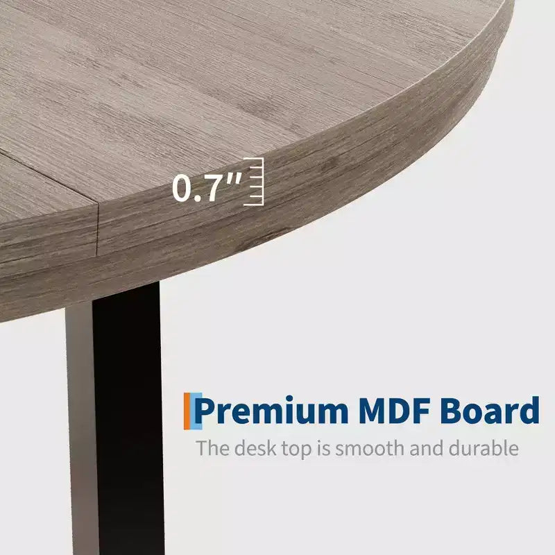 Coolmee Table à Manger Ronde de 47 Pouces, Table de Dîner Industrielle pour 4 à 6 Personnes, Table de Cuisine en Bois avec Cadre Métallique Robuste (Chaises non incluses)