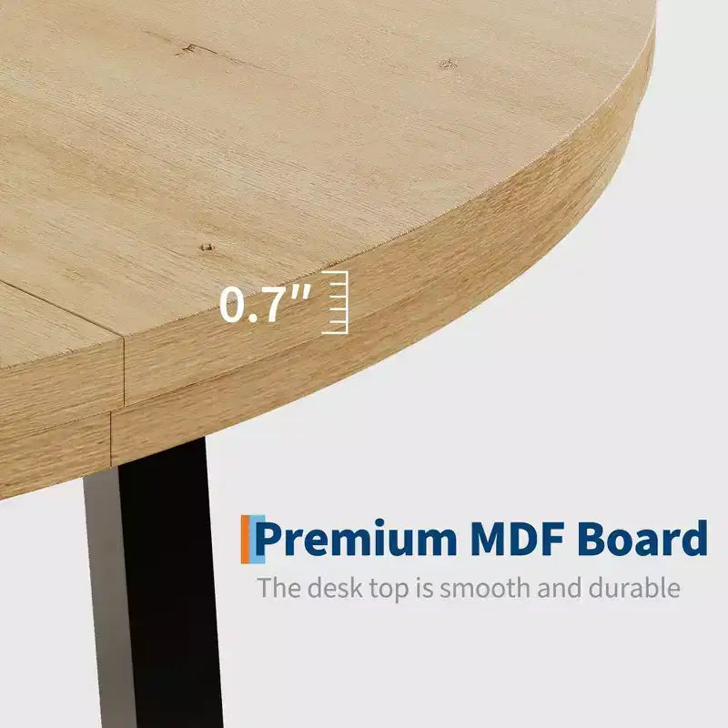 Coolmee Table à Manger Ronde de 47 Pouces, Table de Dîner Industrielle pour 4 à 6 Personnes, Table de Cuisine en Bois avec Cadre Métallique Robuste (Chaises non incluses)