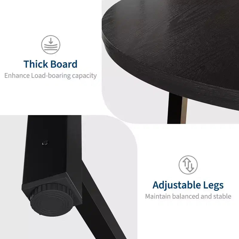 Coolmee Table à Manger Ronde de 47 Pouces, Table de Dîner Industrielle pour 4 à 6 Personnes, Table de Cuisine en Bois avec Cadre Métallique Robuste (Chaises non incluses)