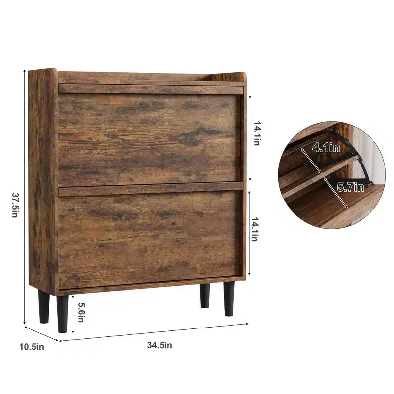 Meuble à chaussures GustoWave avec tiroirs basculants, meuble de rangement en bois avec étagère réglable, rangement à chaussures, meuble à chaussures caché pour couloir, entrée