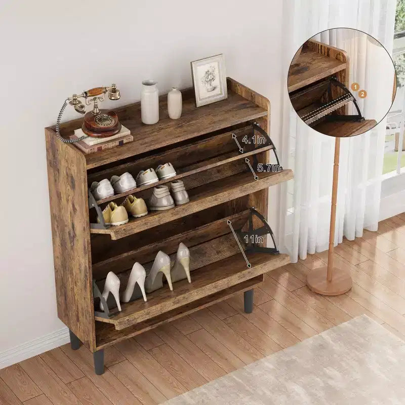 Meuble à chaussures GustoWave avec tiroirs basculants, meuble de rangement en bois avec étagère réglable, rangement à chaussures, meuble à chaussures caché pour couloir, entrée