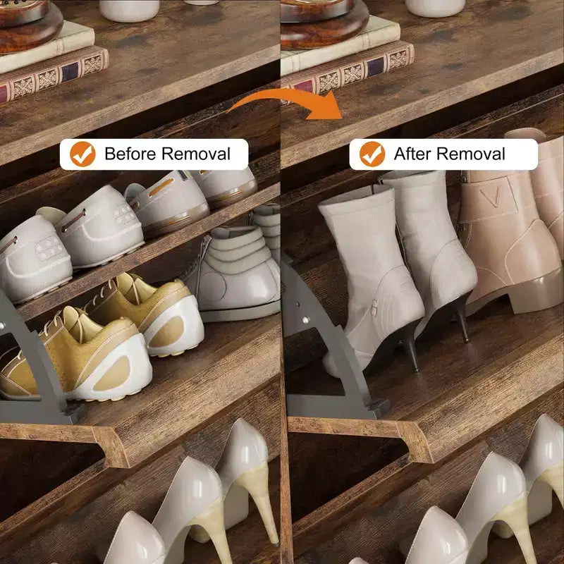 Meuble à chaussures GustoWave avec tiroirs basculants, meuble de rangement en bois avec étagère réglable, rangement à chaussures, meuble à chaussures caché pour couloir, entrée