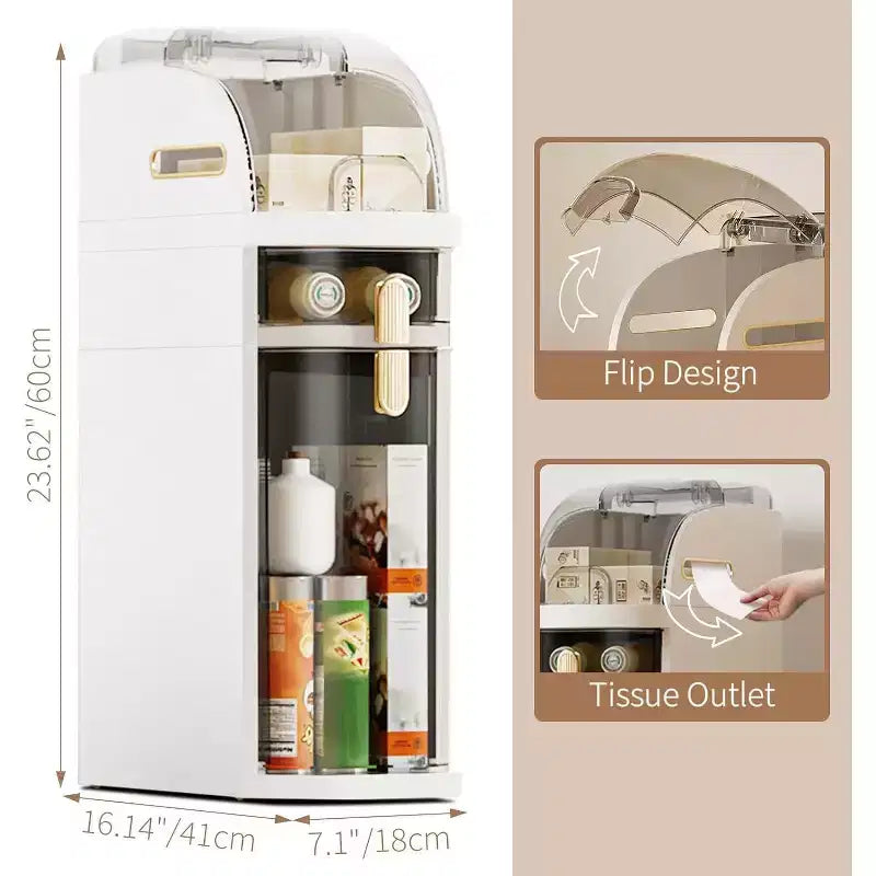Meuble de rangement de salle de bain fin à 4 niveaux, armoire de plancher étroite étanche, organisateur de rangement de salle de bain pour petits espaces, buanderie, cuisine, bureau