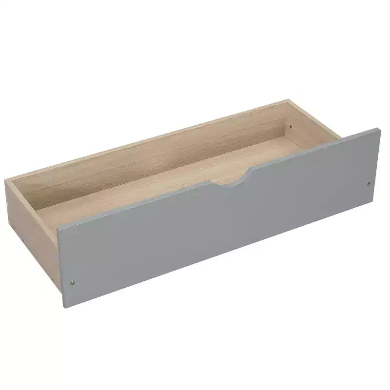 Lit superposé double en bois massif avec deux tiroirs de rangement, échelle amovible et garde-corps de sécurité, convertible en 2 lits séparés