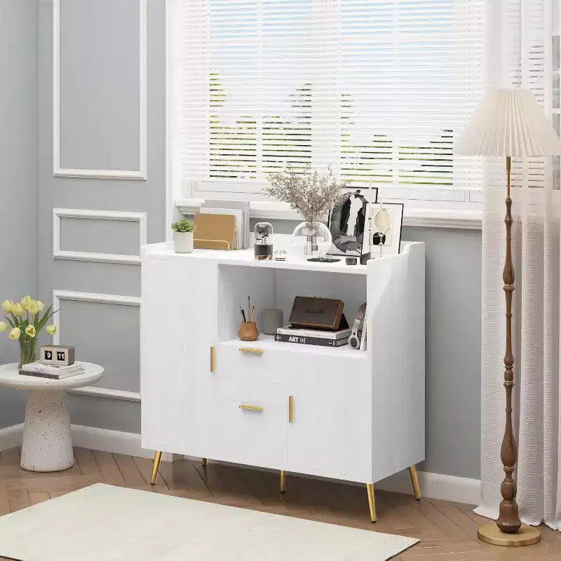 COZONY 40 Buffet Bahut avec Rangement, 2 Tiroirs et 2 Portes, Meuble de Rangement de Cuisine pour Bar à Café, Salle à Manger, Entrée