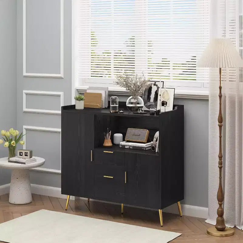 COZONY 40 Buffet Bahut avec Rangement, 2 Tiroirs et 2 Portes, Meuble de Rangement de Cuisine pour Bar à Café, Salle à Manger, Entrée