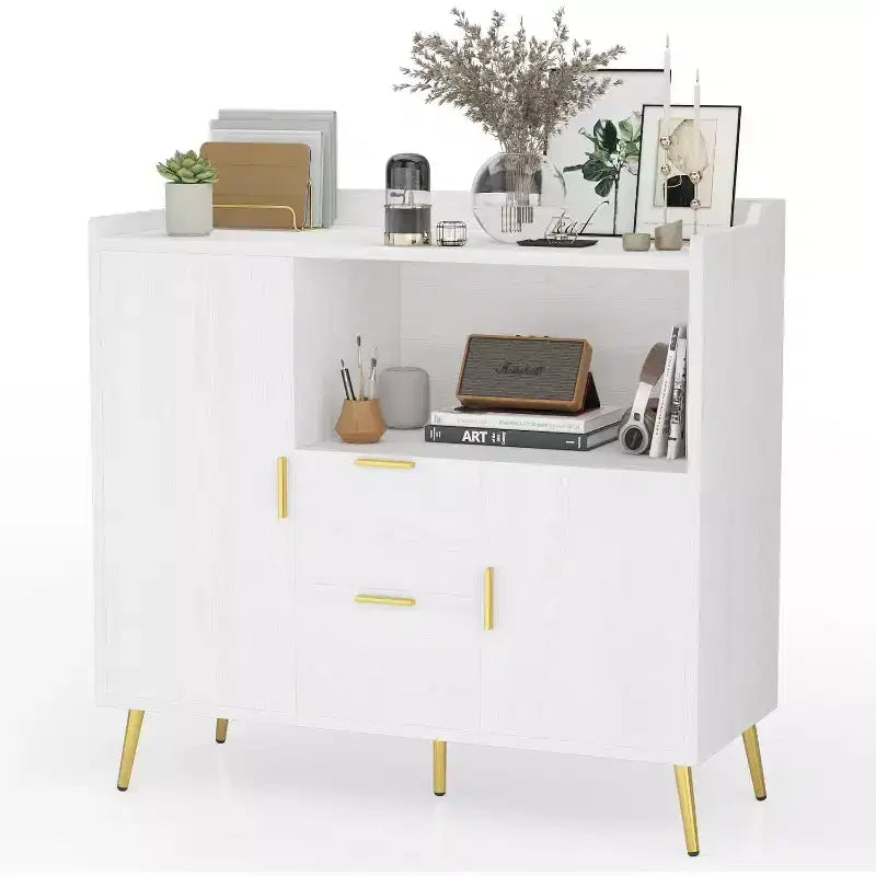 COZONY 40 Buffet Bahut avec Rangement, 2 Tiroirs et 2 Portes, Meuble de Rangement de Cuisine pour Bar à Café, Salle à Manger, Entrée