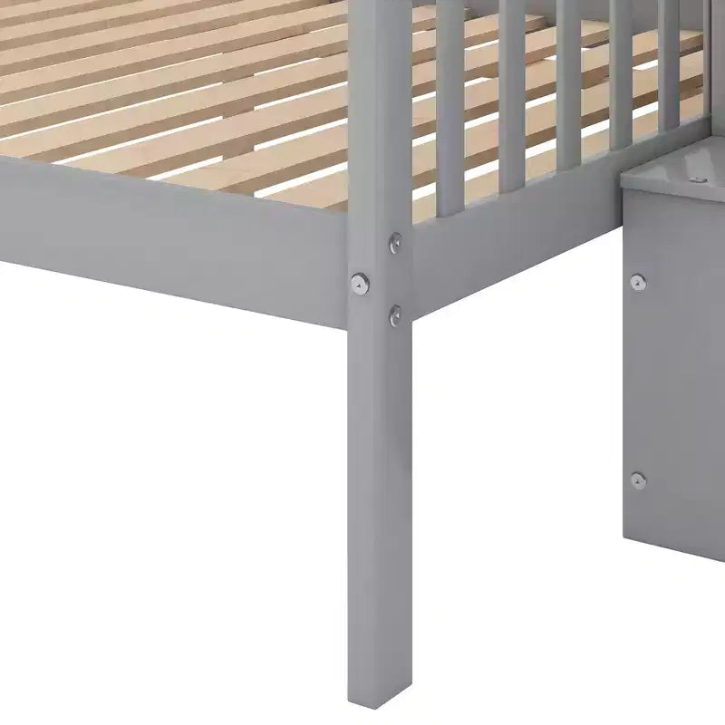 Lit mezzanine superposé deux places et lit double avec escalier, lit superposé en bois massif avec rangement et garde-corps pour enfants, adolescents et adultes