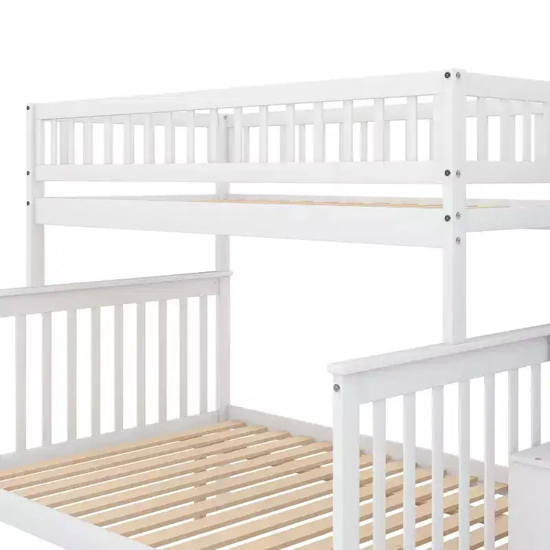 Lit mezzanine superposé deux places et lit double avec escalier, lit superposé en bois massif avec rangement et garde-corps pour enfants, adolescents et adultes