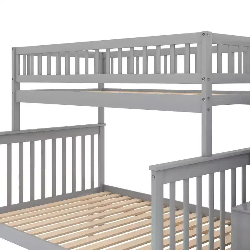 Lit mezzanine superposé deux places et lit double avec escalier, lit superposé en bois massif avec rangement et garde-corps pour enfants, adolescents et adultes