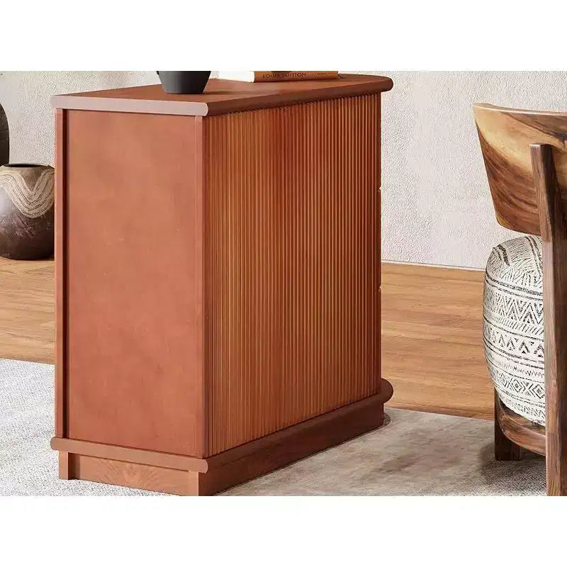 Table d'appoint étroite et petite en bois massif Okak Farmhouse, table de chevet de rangement mince, table de canapé pour chambre à coucher, salon