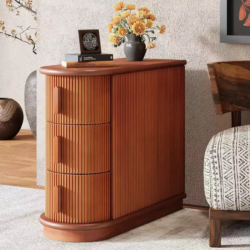 Table d'appoint étroite et petite en bois massif Okak Farmhouse, table de chevet de rangement mince, table de canapé pour chambre à coucher, salon