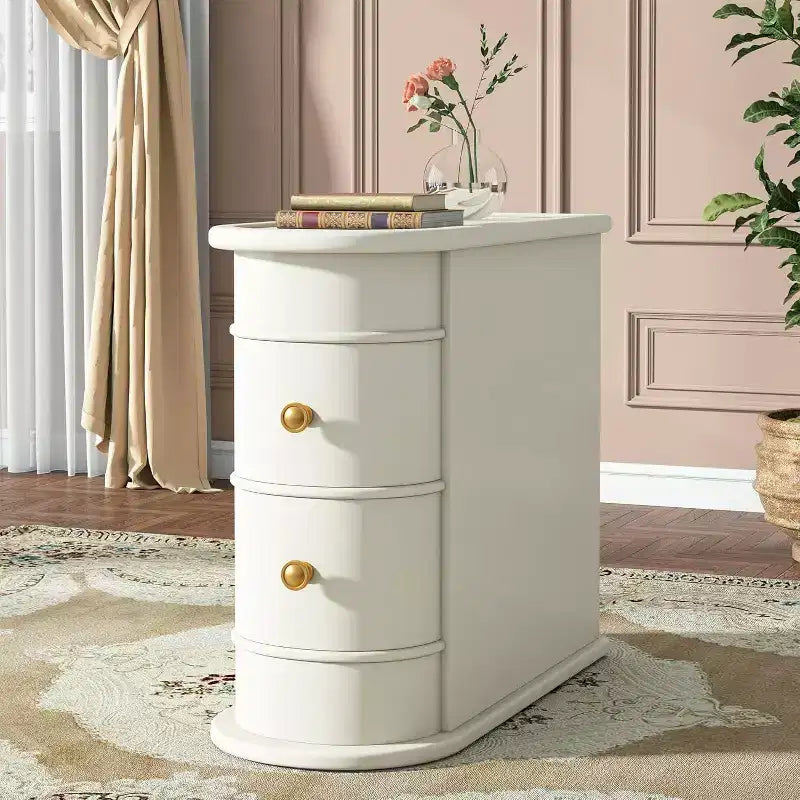 Table d'appoint étroite et petite en bois massif Okak Farmhouse, table de chevet de rangement mince, table de canapé pour chambre à coucher, salon