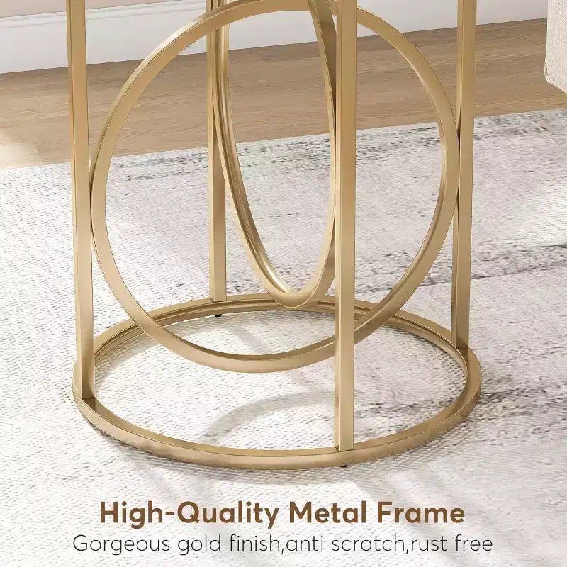 Table d'appoint industrielle ronde étroite Okak avec base en métal creux, table de chevet cylindrique pour salon, chambre à coucher