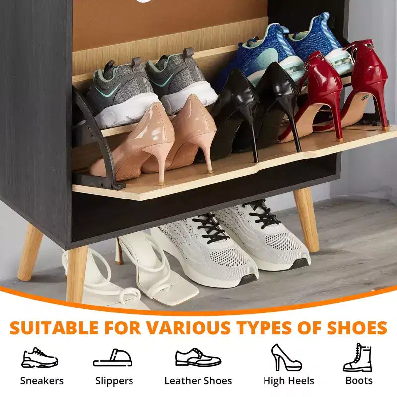 Meuble à chaussures en rotin naturel avec 2 tiroirs, profondeur étroite de 23,5 cm, pour entrée