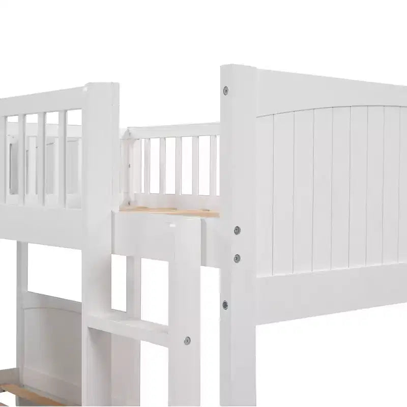 Lits superposés en bois en forme de L jumeaux avec 3 tiroirs de rangement, lit mezzanine triple en bois jumeau sur jumeau pour 3 enfants
