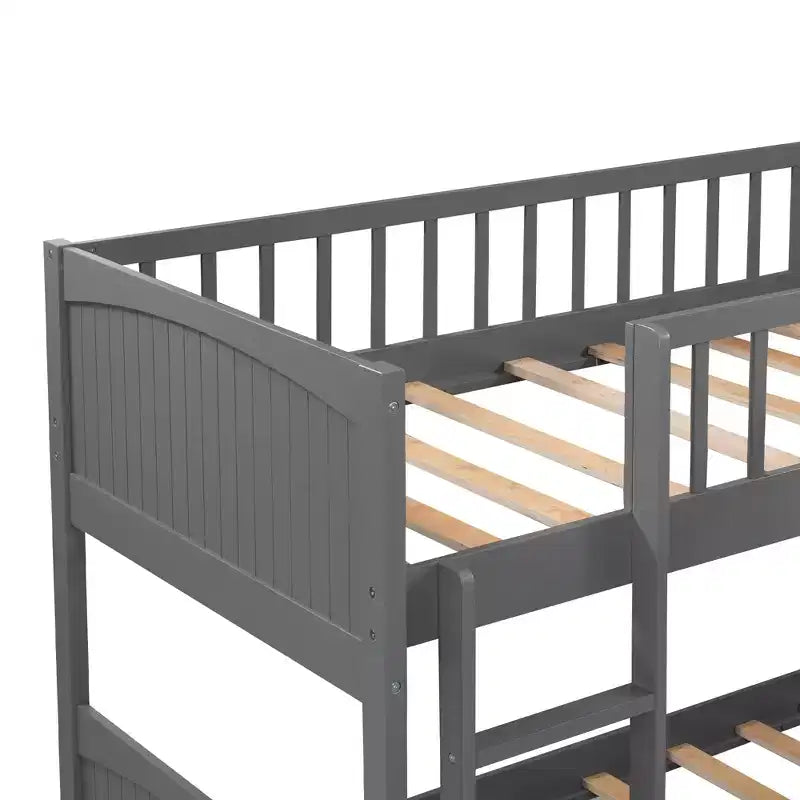 Lits superposés en bois en forme de L jumeaux avec 3 tiroirs de rangement, lit mezzanine triple en bois jumeau sur jumeau pour 3 enfants