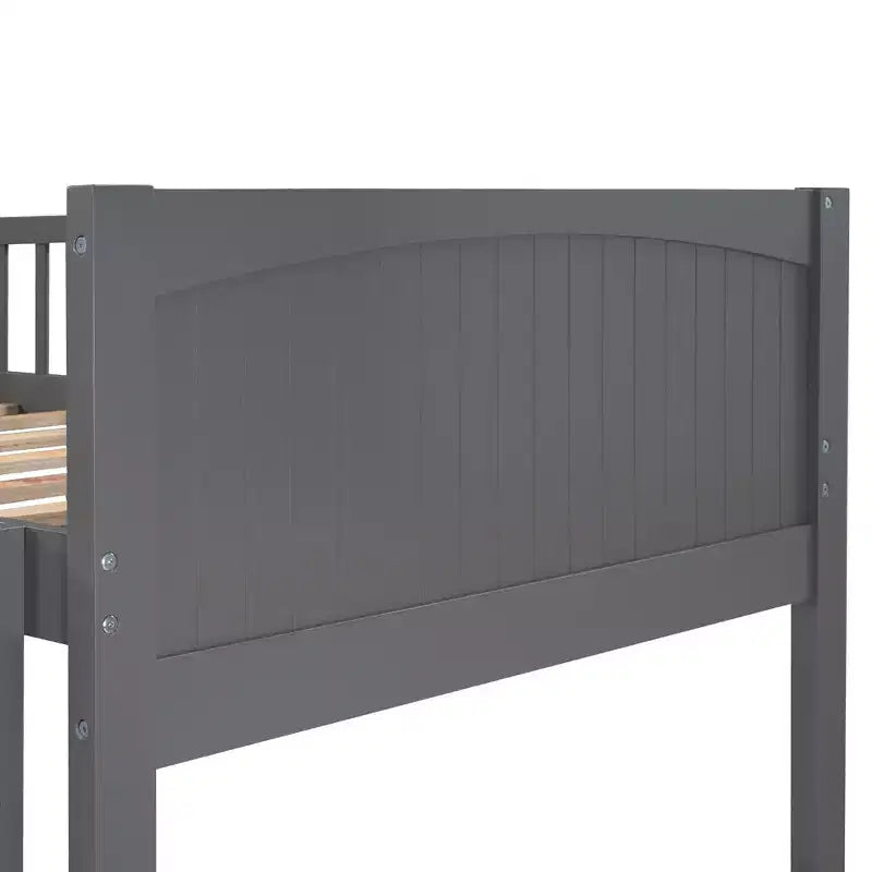 Lits superposés en bois en forme de L jumeaux avec 3 tiroirs de rangement, lit mezzanine triple en bois jumeau sur jumeau pour 3 enfants